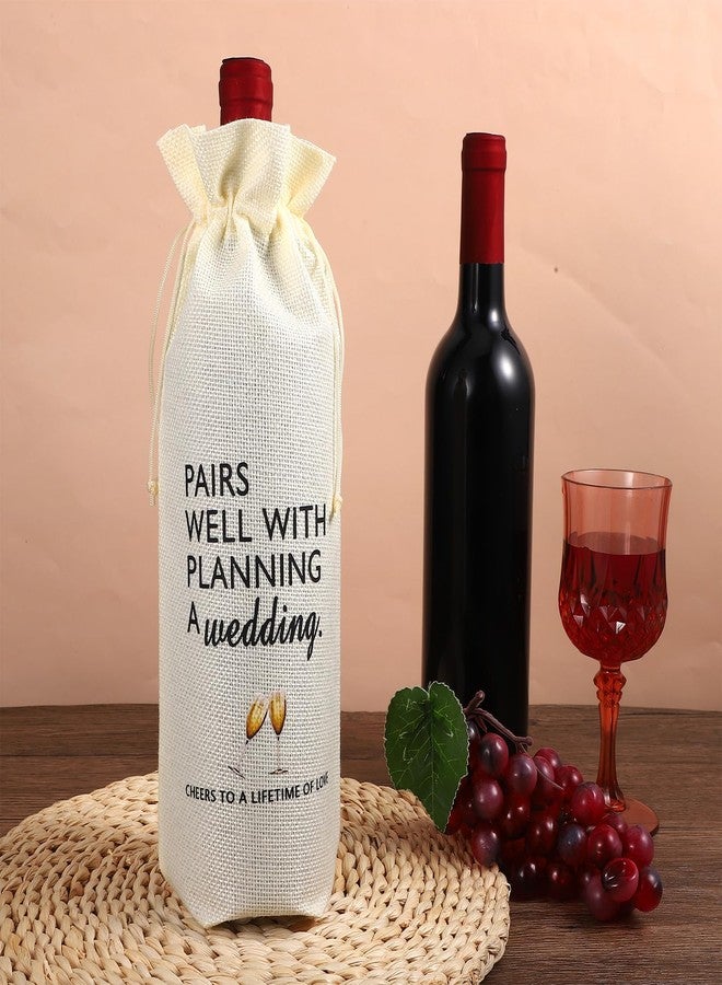 Zelphvt Wedding Wine Bag, 2 Pcs Wedding Wine Gift Bag for Bride Groom Burlap Reusable Wine Bags Officiant Reusable Jute Liquor Bottle Cover for Weddings Holiday Party Birthdays - Image 5